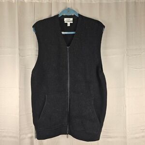 COS Mens Black Full Zip Sleeveless Gilete Sweater Small